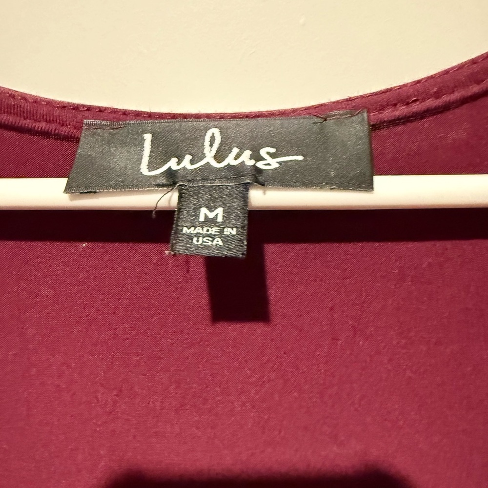 Lulu's Deep Wine V-Neck Long Sleeve Dress - Picture 3 of 3